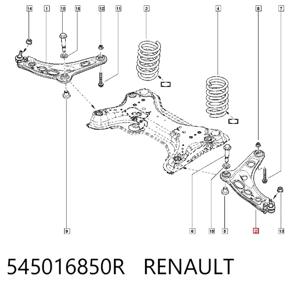 Braço oscilante inferior esquerdo de suspensão dianteira 545016850R Renault (RVI)