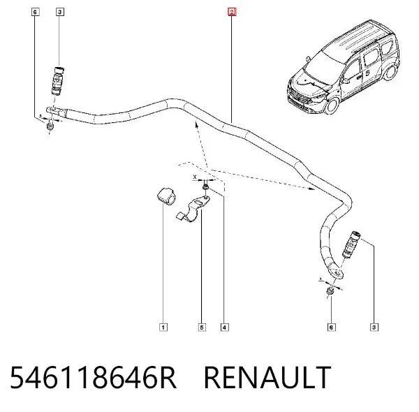 Estabilizador dianteiro 546118646R Renault (RVI)