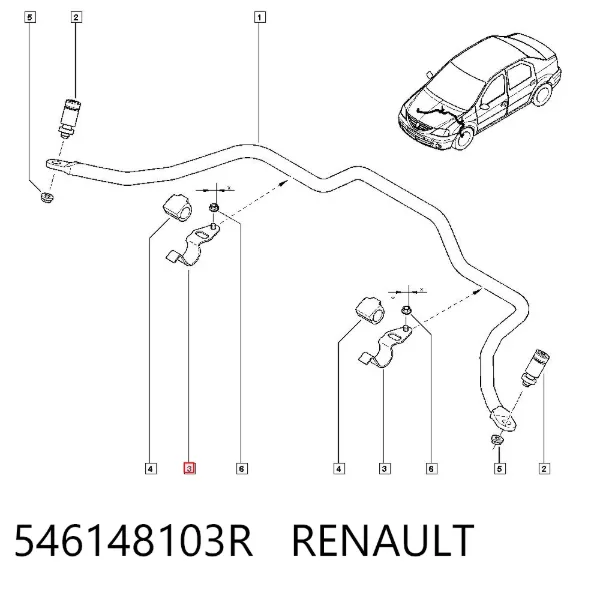 Braçadeira de fixação da bucha de estabilizador dianteiro 546148103R Renault (RVI)