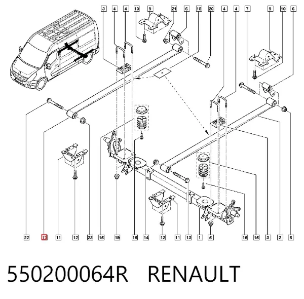 Suspensão de lâminas traseiro 550200064R Renault (RVI)