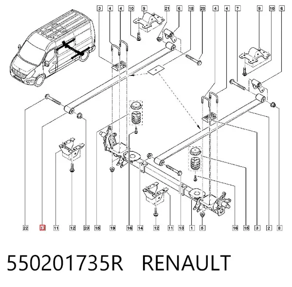 Suspensão de lâminas traseiro 550201735R Renault (RVI)