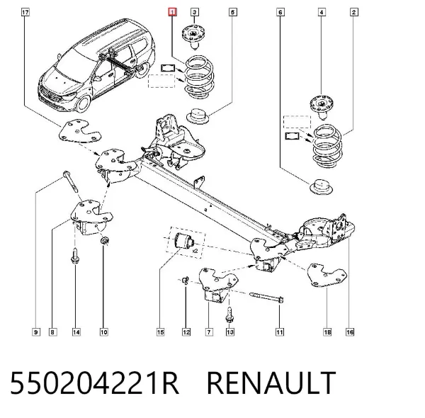 Mola traseira 550204221R Renault (RVI)