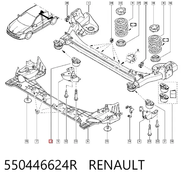 Bloco silencioso de viga traseira (de plataforma veicular) 550446624R Renault (RVI)