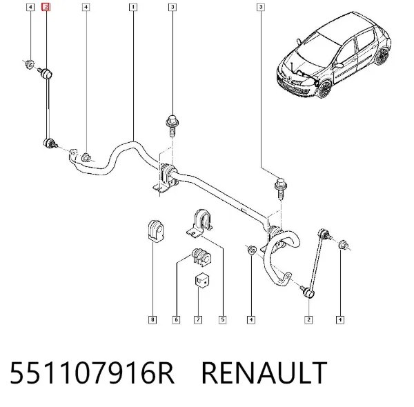 Montante de estabilizador dianteiro 551107916R Renault (RVI)