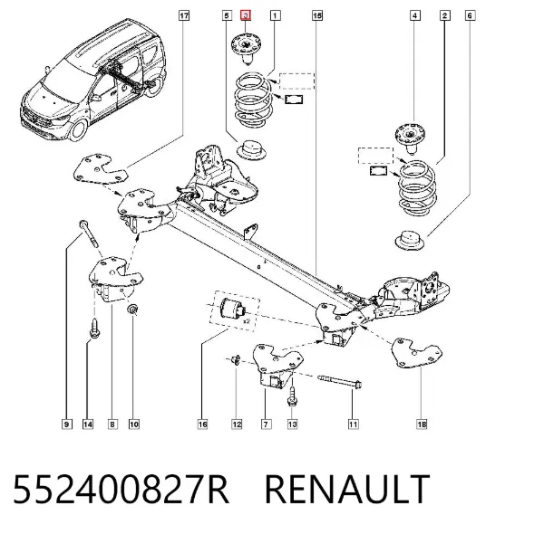Espaçador (anel de borracha) da mola traseira superior 552400827R Renault (RVI)
