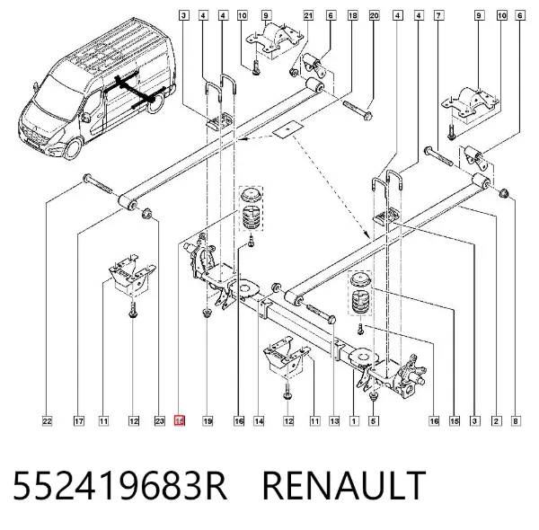 Pára-choque (grade de proteção) de amortecedor traseiro 552419683R Renault (RVI)