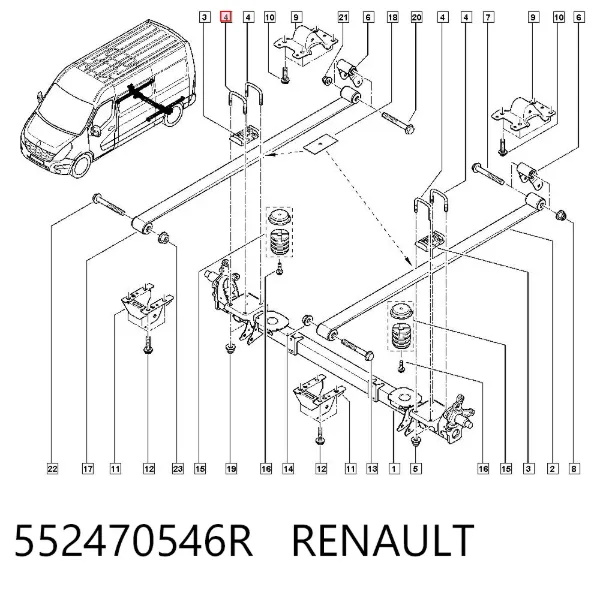 Estribo da suspensão de lâminas 552470546R Renault (RVI)