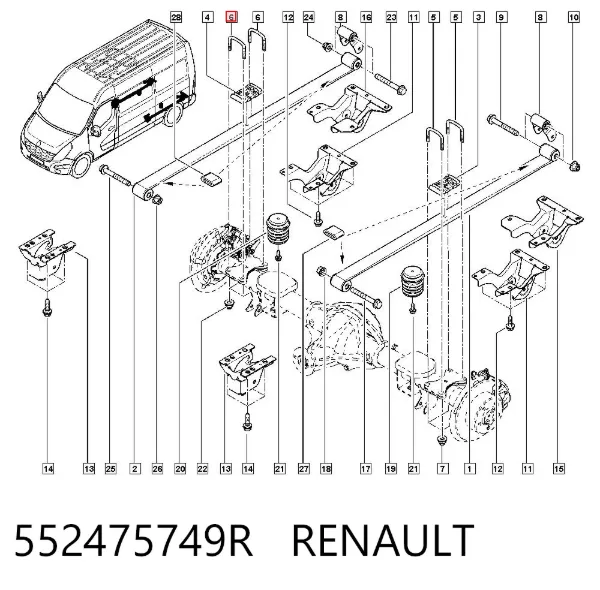 Estribo da suspensão de lâminas 552475749R Renault (RVI)