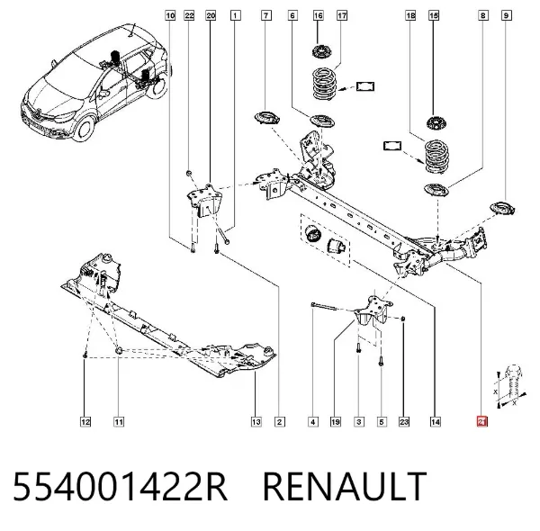 Viga de suspensão traseira (plataforma veicular) 554001422R Renault (RVI)