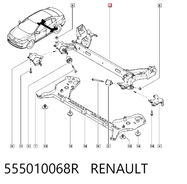 Viga de suspensão traseira (plataforma veicular) Renault Fluence L3