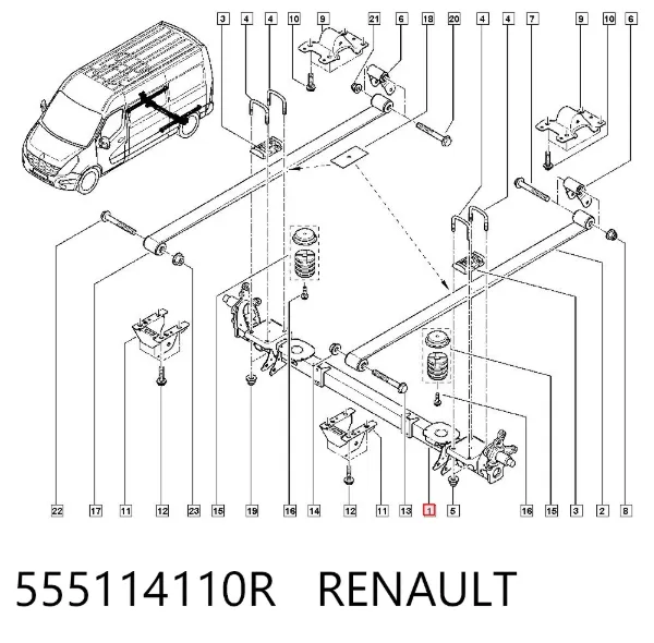 Viga de suspensão traseira (plataforma veicular) 555114110R Renault (RVI)