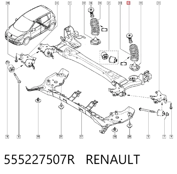 Grade de proteção da mola traseira 555227507R Renault (RVI)