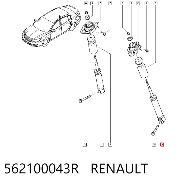Amortecedor traseiro 562100043R Renault (RVI)