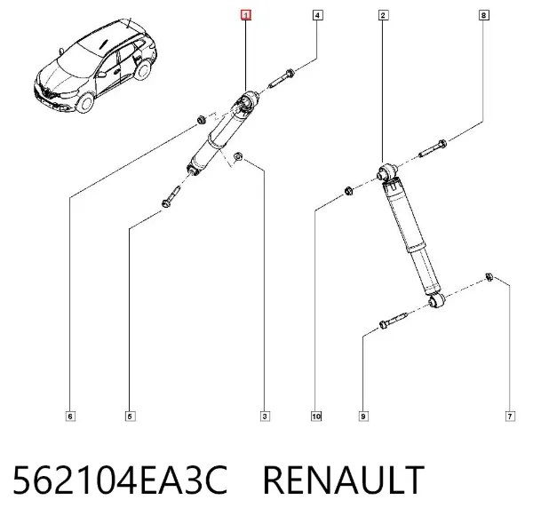 Amortecedor traseiro 562104EA3C Renault (RVI)