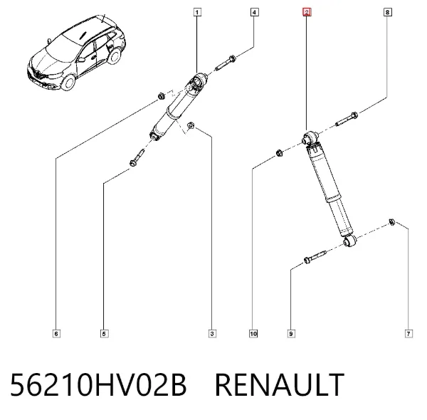 Amortecedor traseiro 56210HV02B Renault (RVI)