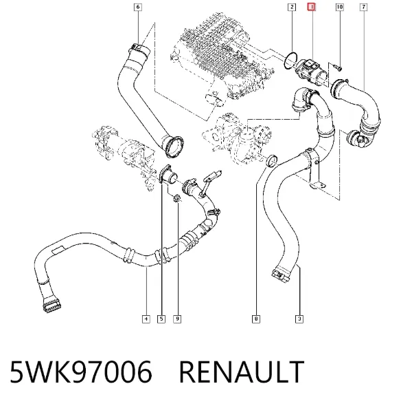 Sensor de fluxo (consumo) de ar, medidor de consumo M.A.F. - (Mass Airflow) 5WK97006 Renault (RVI)