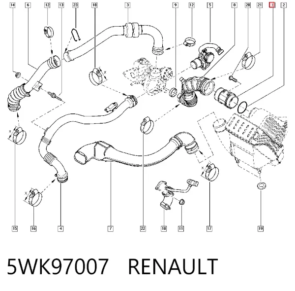 Sensor de fluxo (consumo) de ar, medidor de consumo M.A.F. - (Mass Airflow) 5WK97007 Renault (RVI)