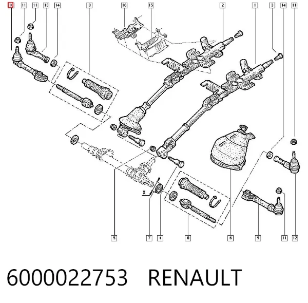 Ponta externa da barra de direção 6000022753 Renault (RVI)