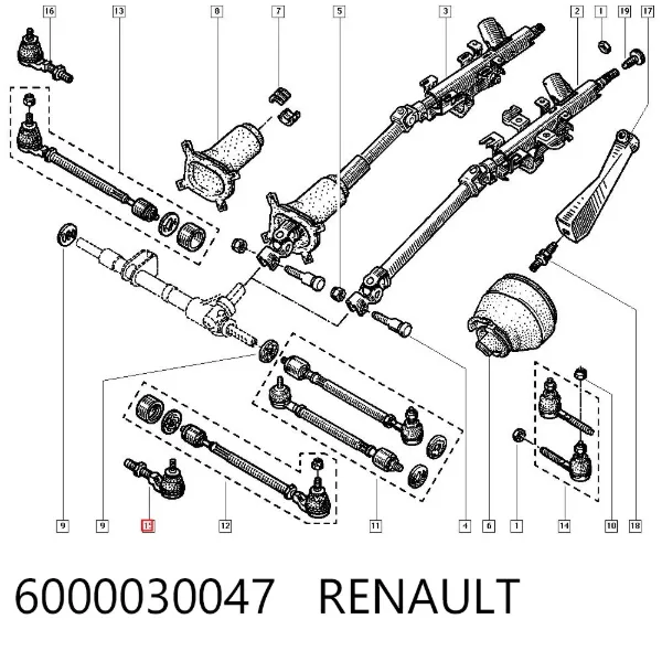 Ponta externa da barra de direção 6000030047 Renault (RVI)