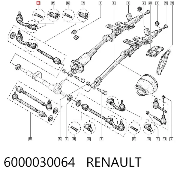 Ponta externa da barra de direção 6000030064 Renault (RVI)