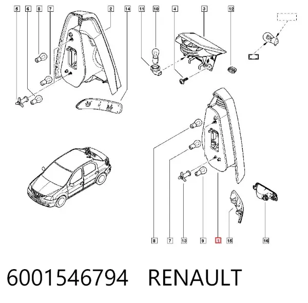 Lanterna traseira esquerda 6001546794 Renault (RVI)