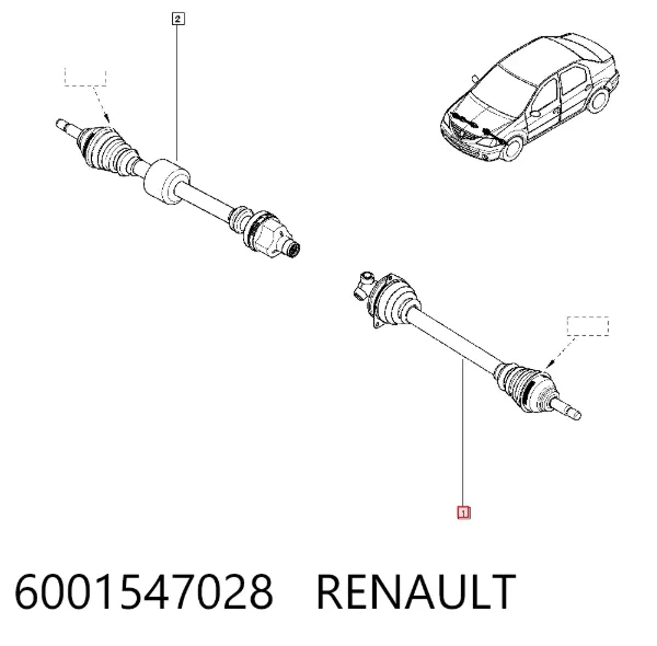Semieixo (acionador) dianteiro esquerdo 6001547028 Renault (RVI)