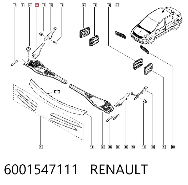 Placa sobreposta externa dianteira direita de suporte de carroçaria 6001547111 Renault (RVI)
