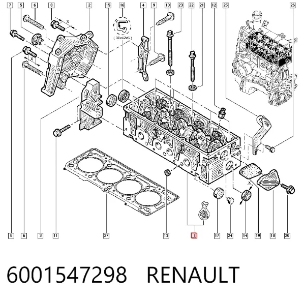 Cabeça de motor (CBC) 6001547298 Renault (RVI)