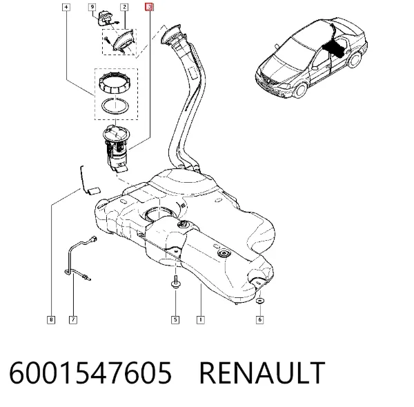 Módulo de bomba de combustível com sensor do nível de combustível 6001547605 Renault (RVI)