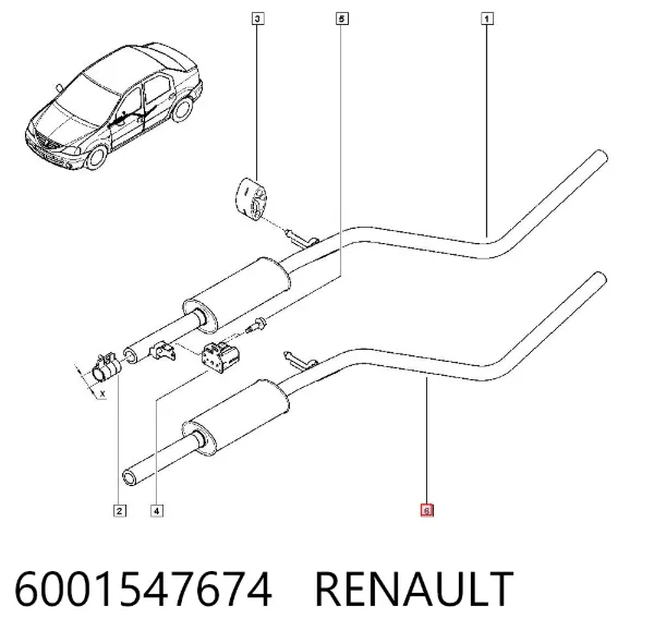 Silenciador, parte central 6001547674 Renault (RVI)