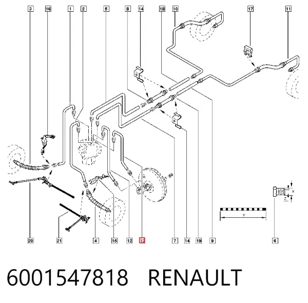 Tubo do freio do sistema, enrolamento 6001547818 Renault (RVI)