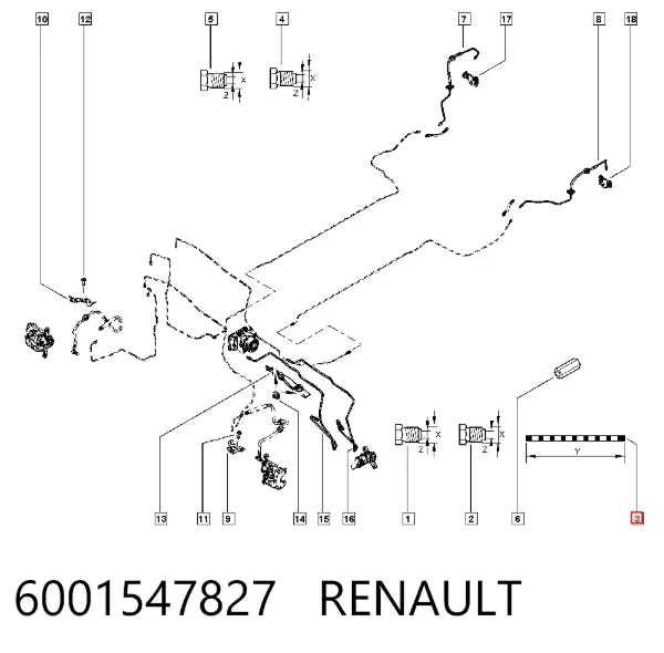 Tubo do freio do sistema, enrolamento 6001547827 Renault (RVI)