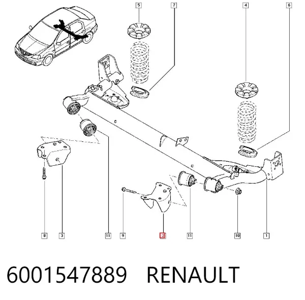 Consola de viga traseira 6001547889 Renault (RVI)