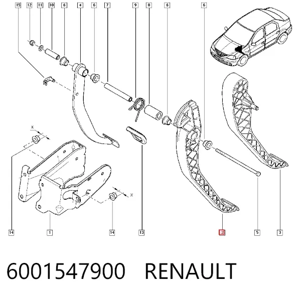 Pedal de embraiagem Renault LOGAN I