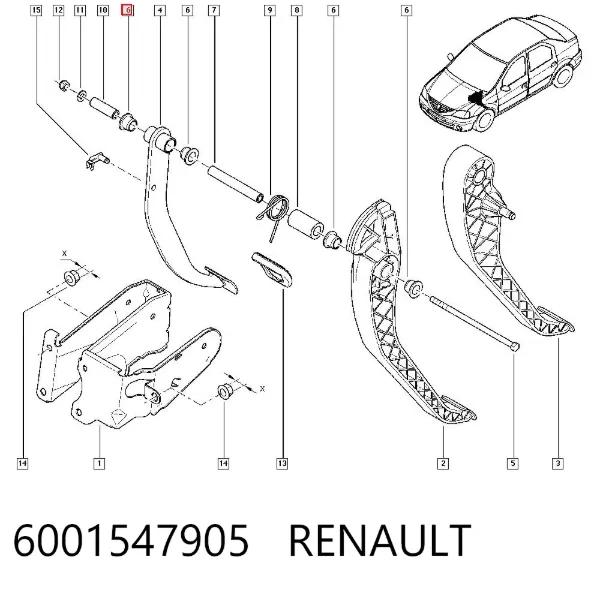 Bucha do eixo de pedal de embraiagem 6001547905 Renault (RVI)