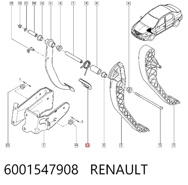 Placa sobreposta de pedal do freio 6001547908 Renault (RVI)