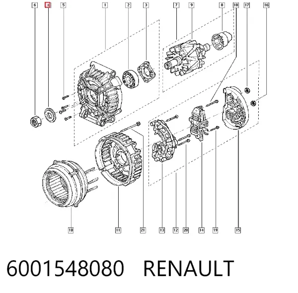 Arruela remota da polia do gerador 6001548080 Renault (RVI)