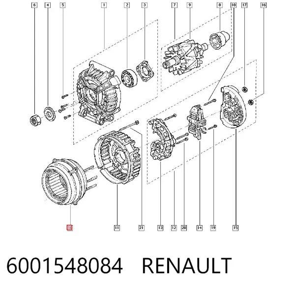 Enrolamento do gerador, estator 6001548084 Renault (RVI)