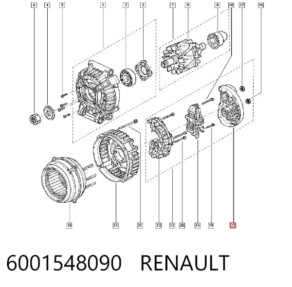 Tampa traseira do gerador 6001548090 Renault (RVI)