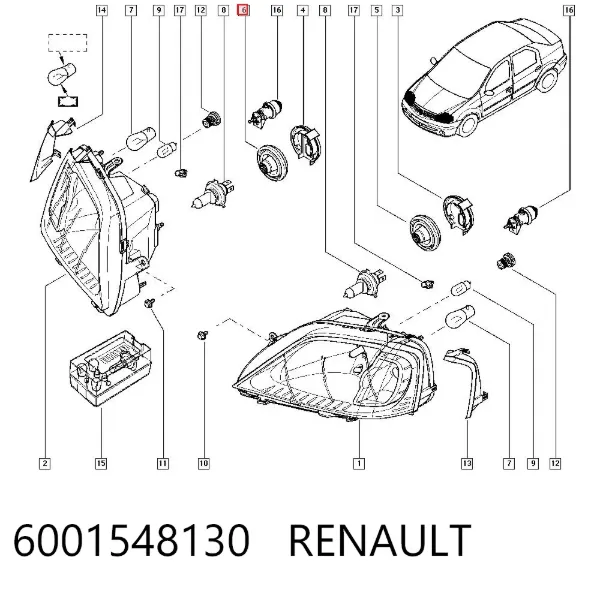Tampa das luzes traseiras 6001548130 Renault (RVI)