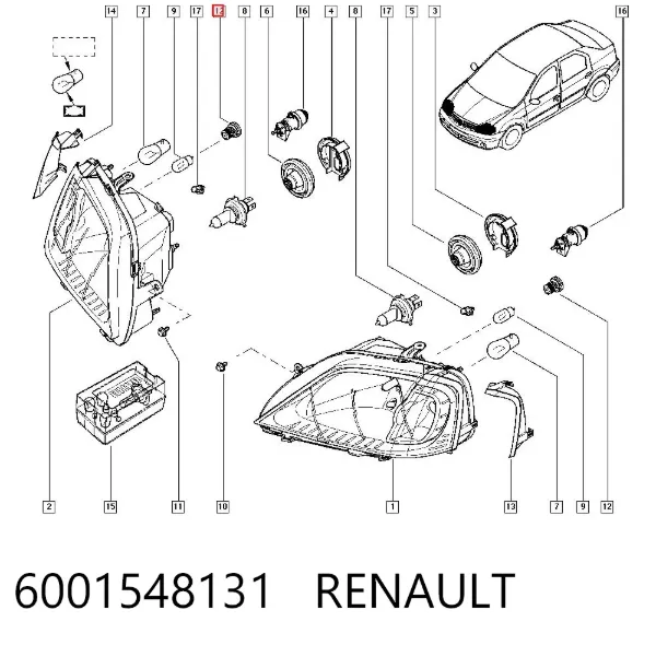 Base (casquilho) de lâmpada de pisca-pisca 6001548131 Renault (RVI)