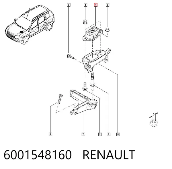 Coxim (suporte) esquerdo de motor 6001548160 Renault (RVI)