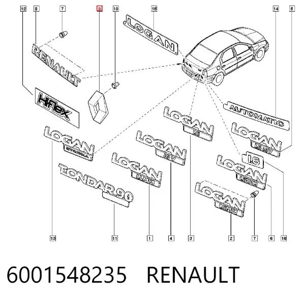 Emblema de grelha do radiador 6001548235 Renault (RVI)