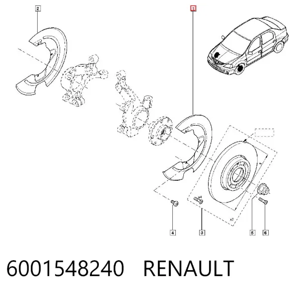 Proteção do freio de disco dianteiro esquerdo 6001548240 Renault (RVI)