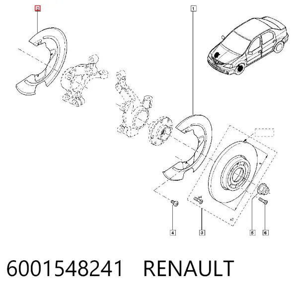 Proteção do freio de disco dianteiro direito 6001548241 Renault (RVI)