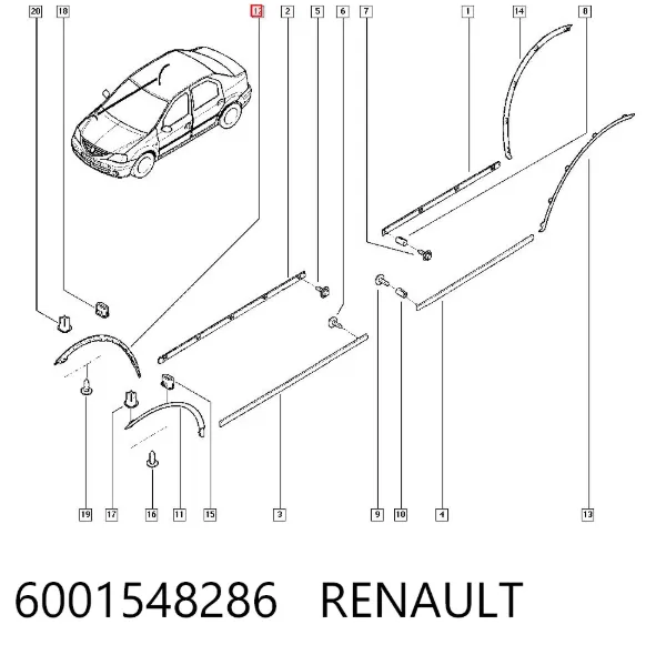 Expansor (placa sobreposta) de arco do pára-lama dianteiro direito 6001548286 Renault (RVI)