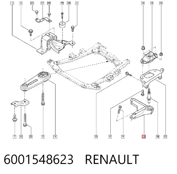 Consola de coxim (apoio) esquerda de motor 6001548623 Renault (RVI)