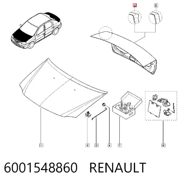 Tampa de porta-malas 6001548860 Renault (RVI)