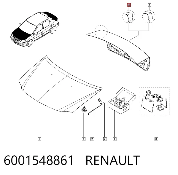 Tampa de porta-malas 6001548861 Renault (RVI)