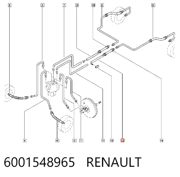 Tubo do freio do sistema, enrolamento 6001548965 Renault (RVI)